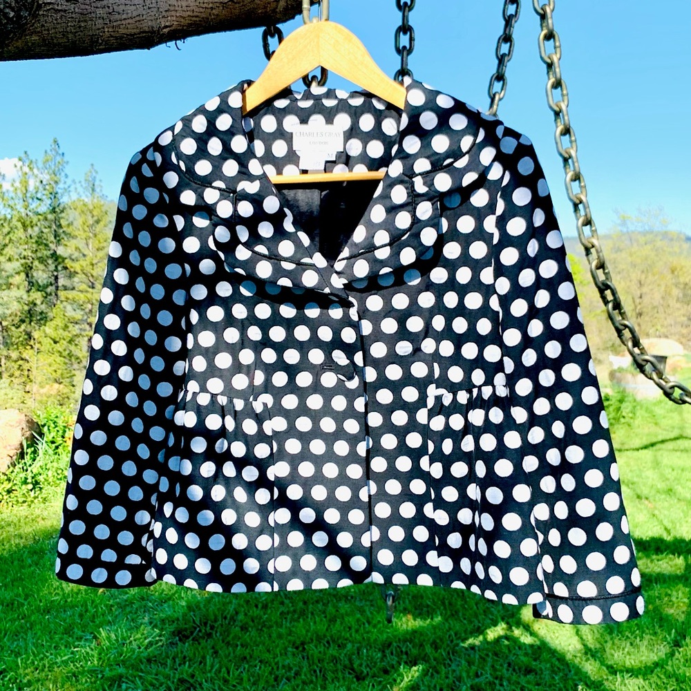 CHARLES GRAY London black and white polka dot blazer